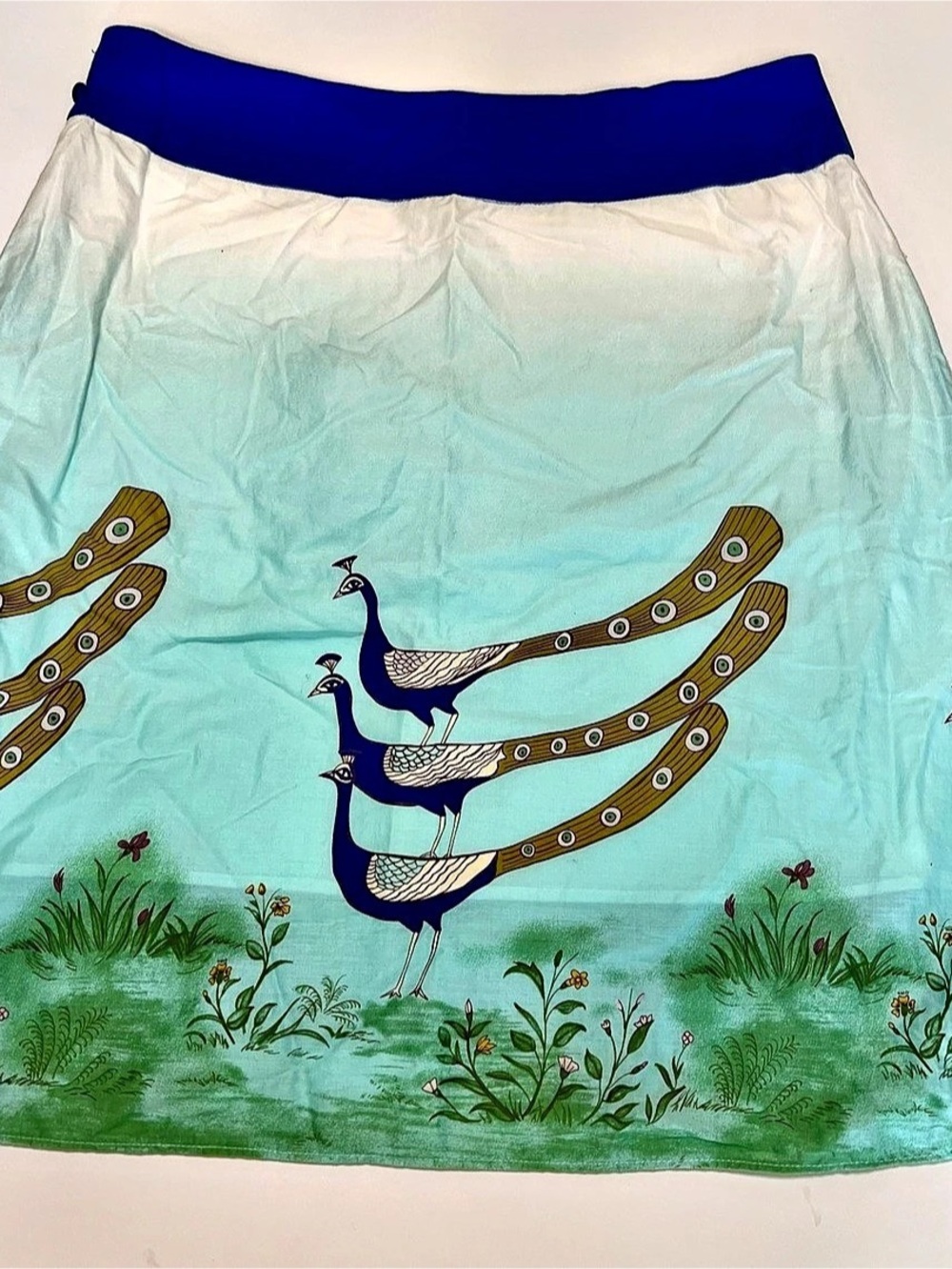 Blue Fish Women's Peacock Print Mini Skirt Size 8
